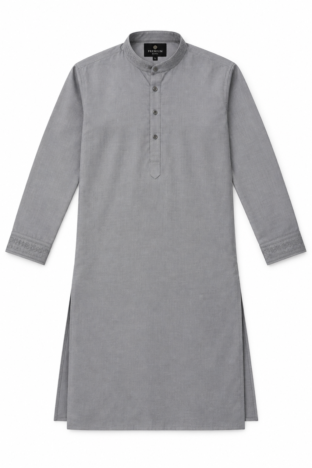 Grey Men's Kurta - Flat Lay