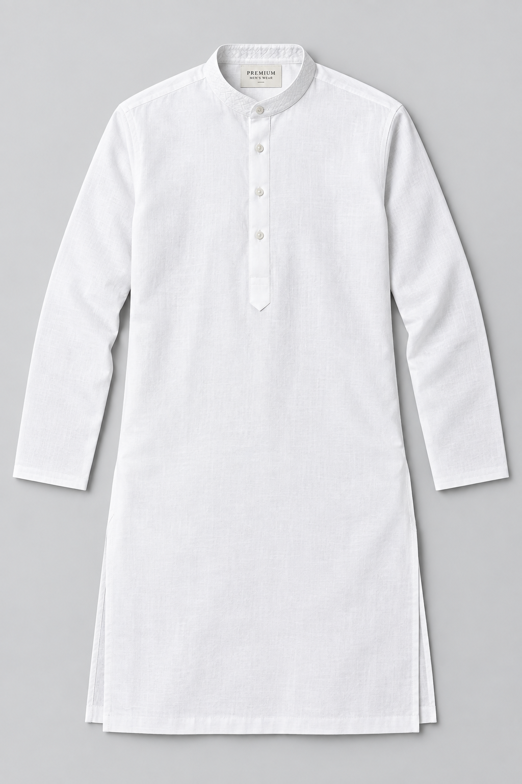 White Men's Kurta - Flat Lay