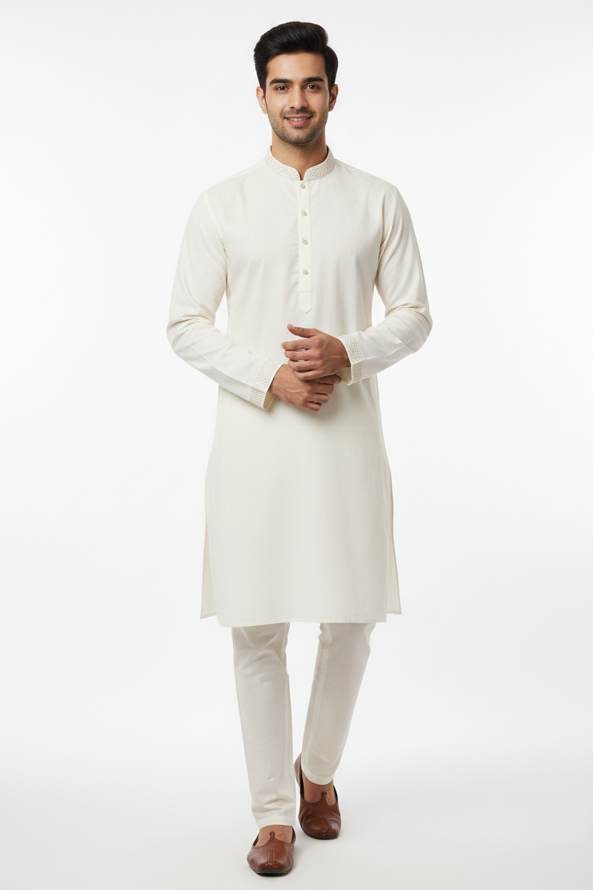 Off-white men's kurta - front white background