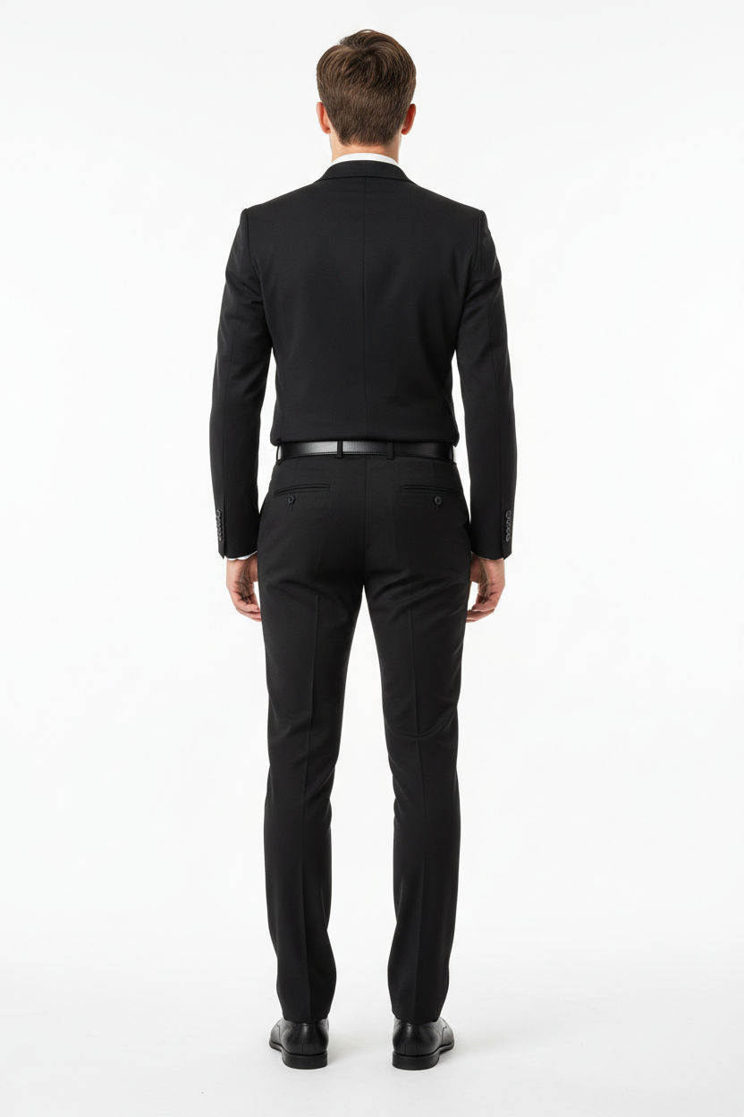 Black men's trousers - back white background