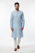 Light blue men's kurta - front white background