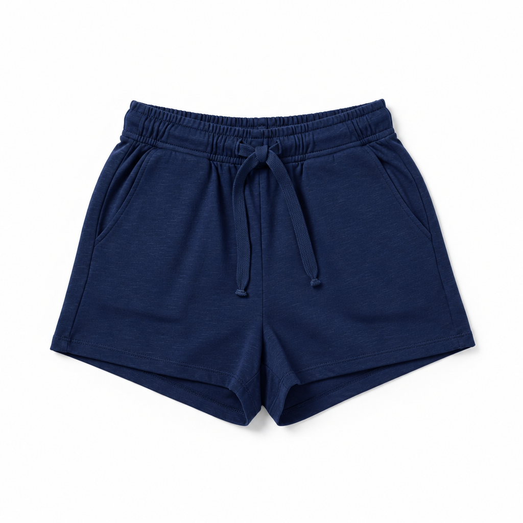 Women's Casual Cotton Shorts Navy - Flat lay