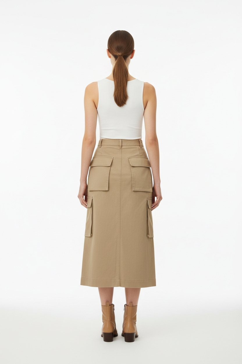 Urban Cargo Skirt Khaki - Back View