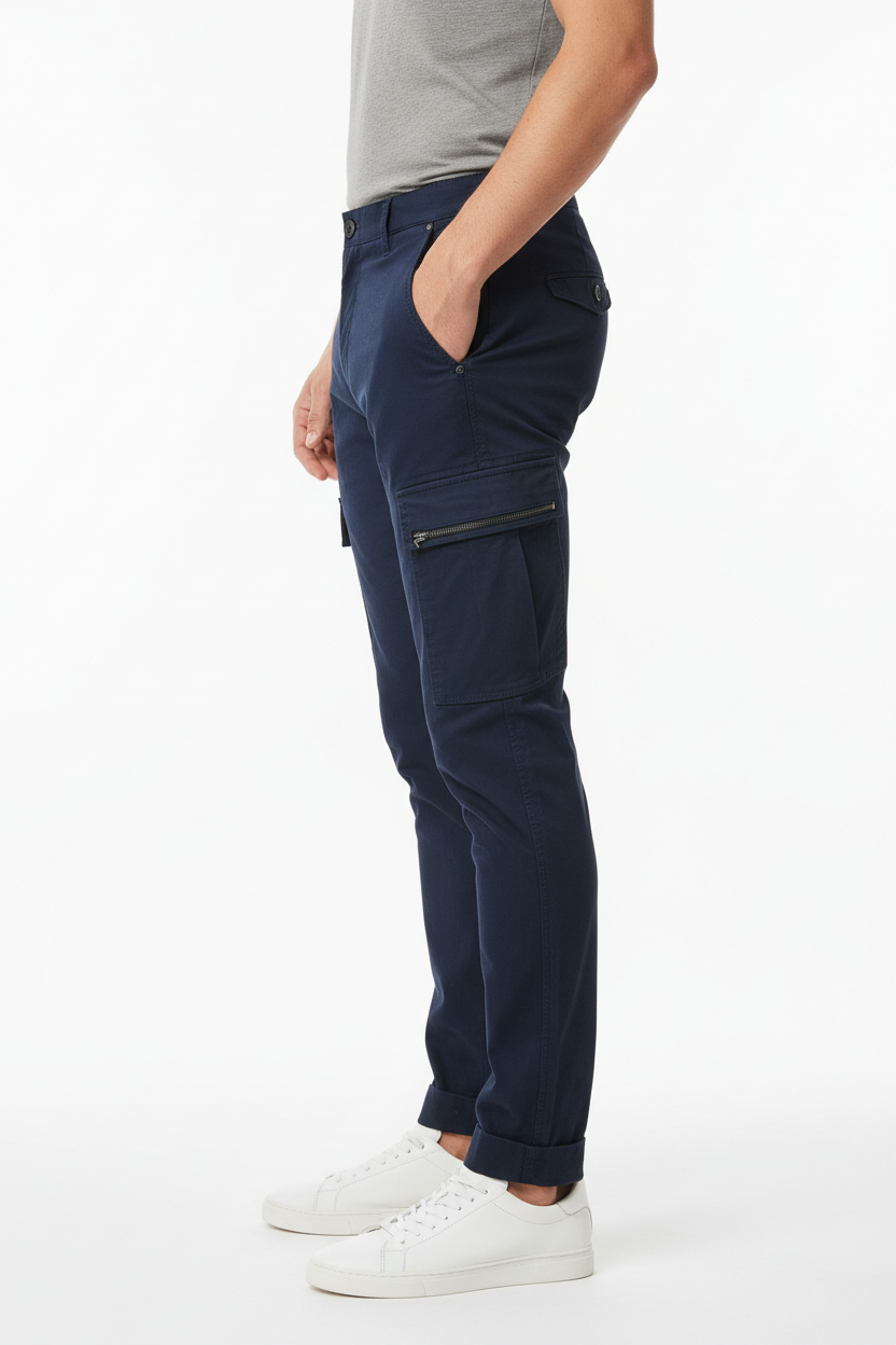 Urban Cargo Pants Navy Blue - Side Profile