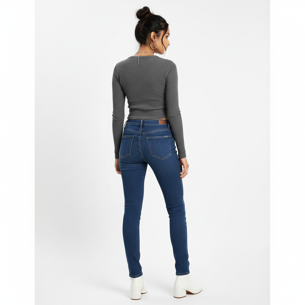 Dark Blue Women's Jeans - Back