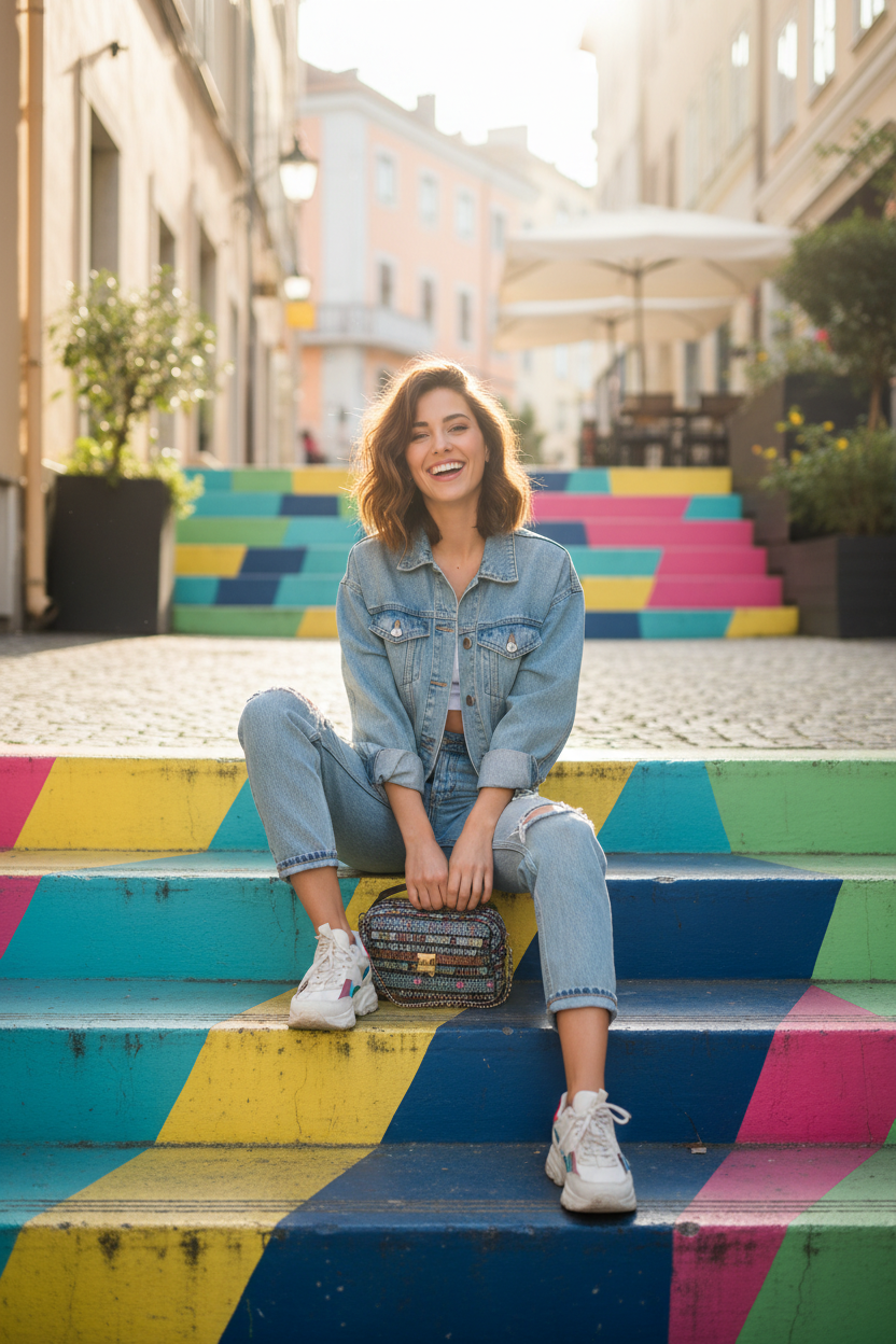 Women's Denim Jacket Denim Blue - Lifestyle 2