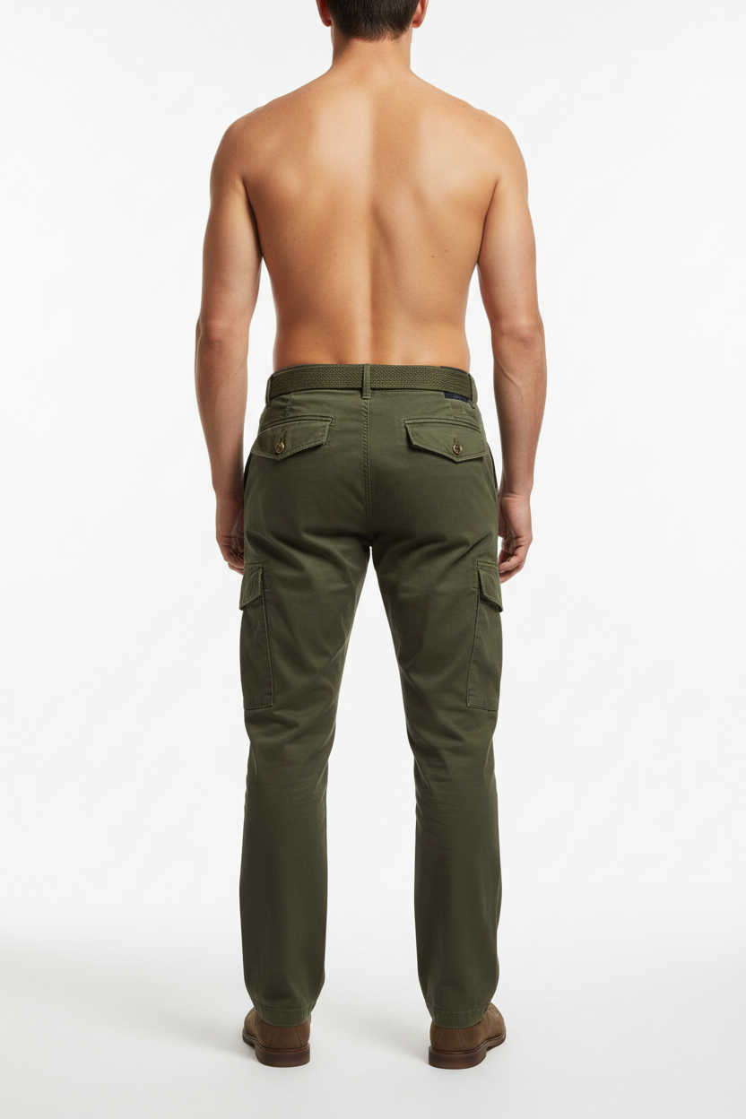 Urban Cargo Pants Olive Green - Back View