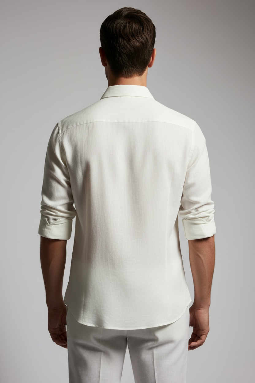 Off-white cream full sleeve shirt - studio back