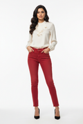 Red women's jeans - front white background