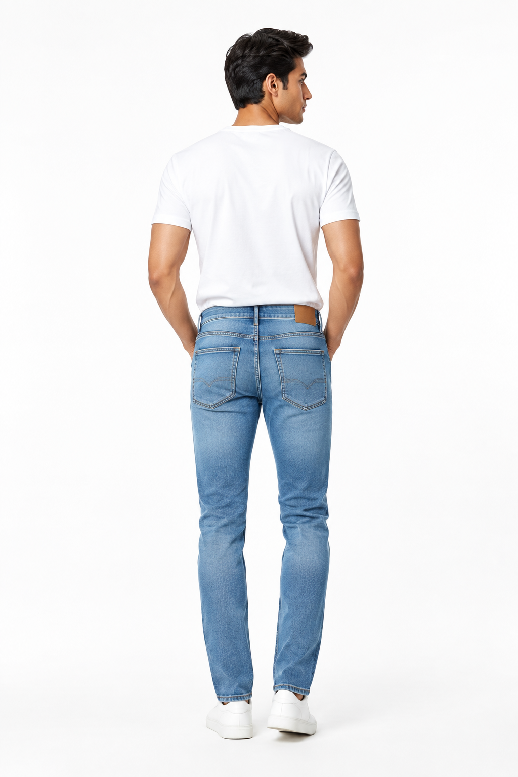 Light Blue Men's Jeans - Back View