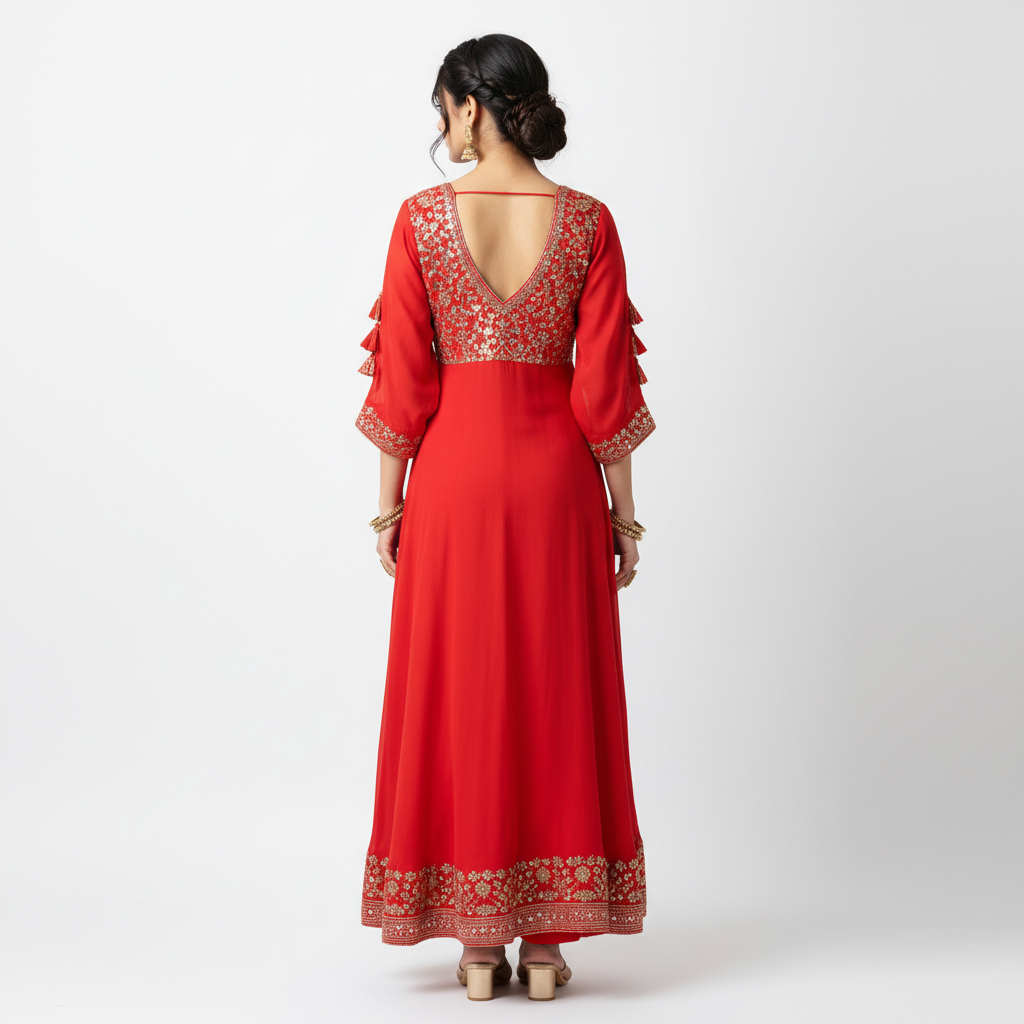 Red Women's Kurti - Back