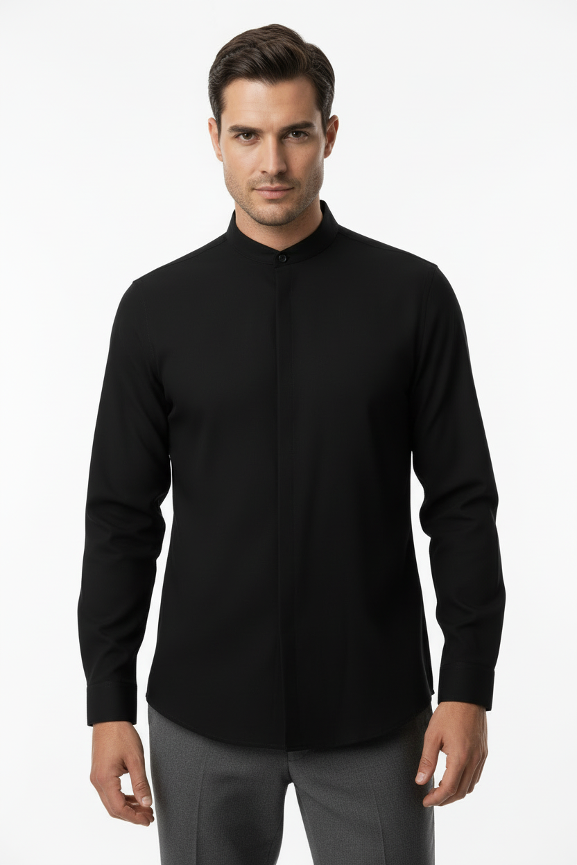 Black full sleeve shirt - professional studio front