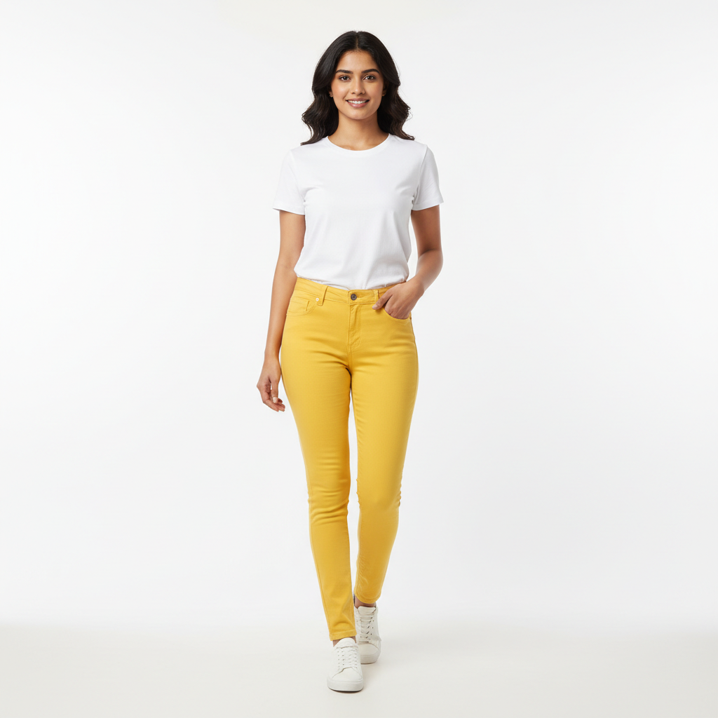 Yellow Women's Jeans - Front