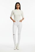 White women's jeans - front white background