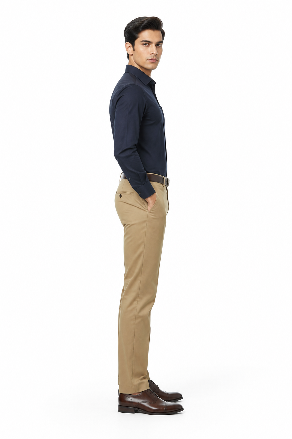 Khaki Men's Trousers - Side Profile