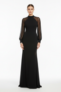 Black formal evening dress - front white background