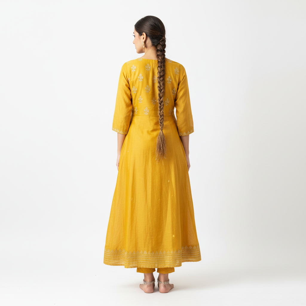 Yellow Women's Kurti - Back