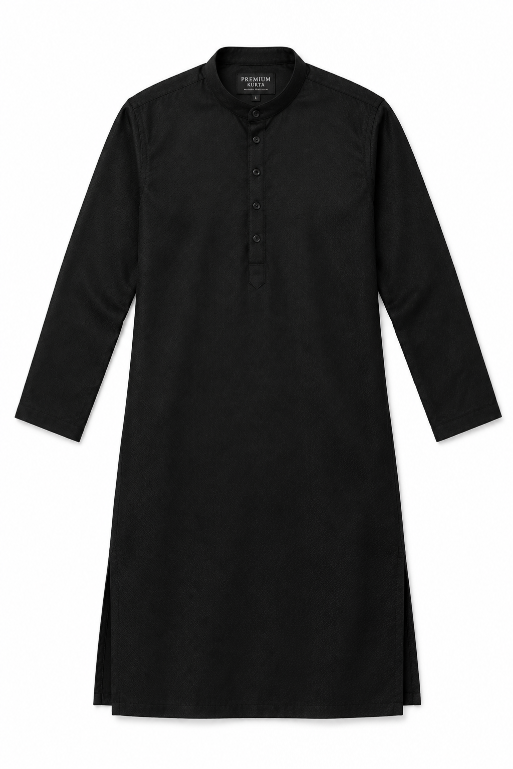 Black Men's Kurta - Flat Lay