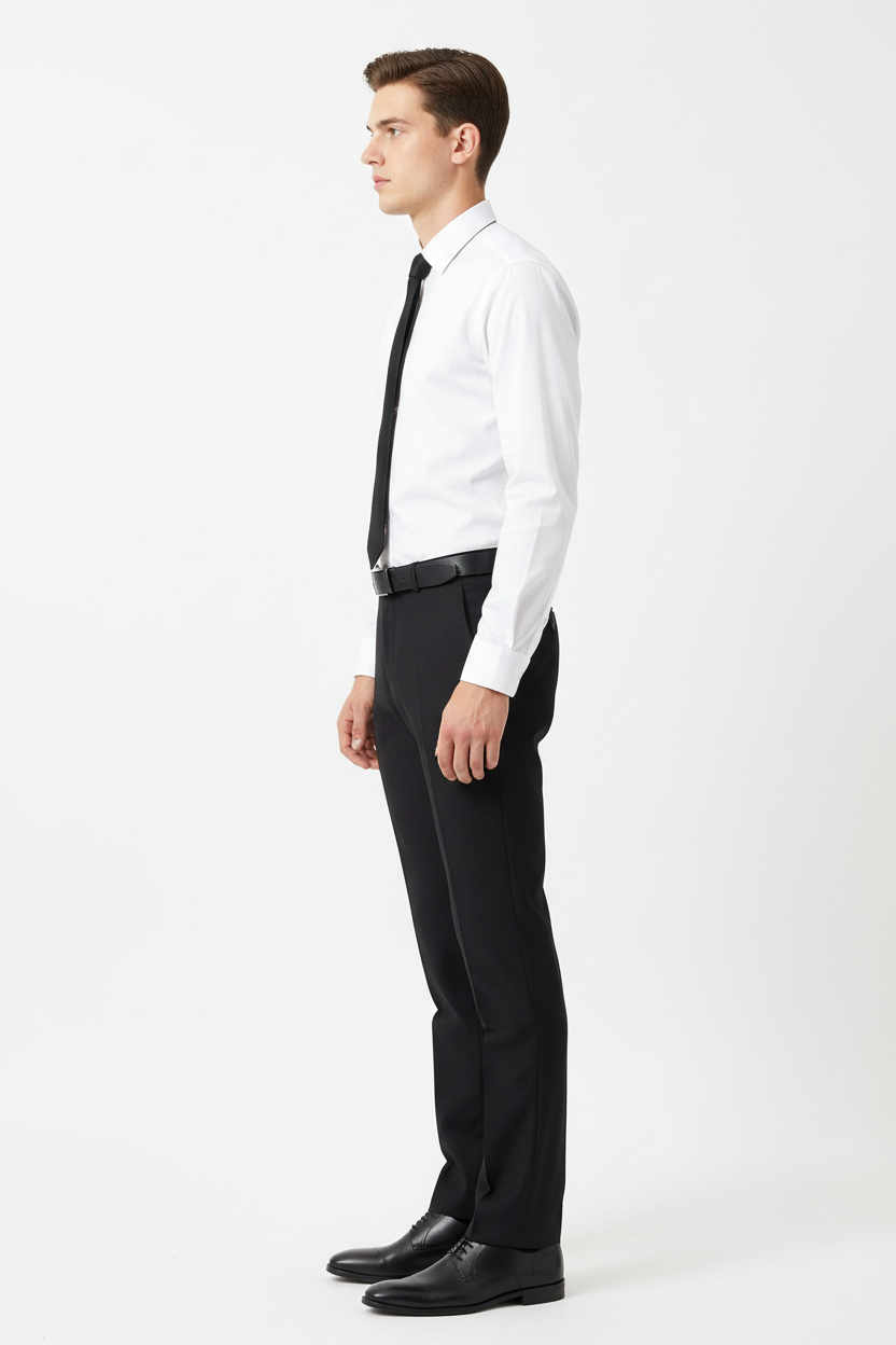 Black men's trousers - left white background