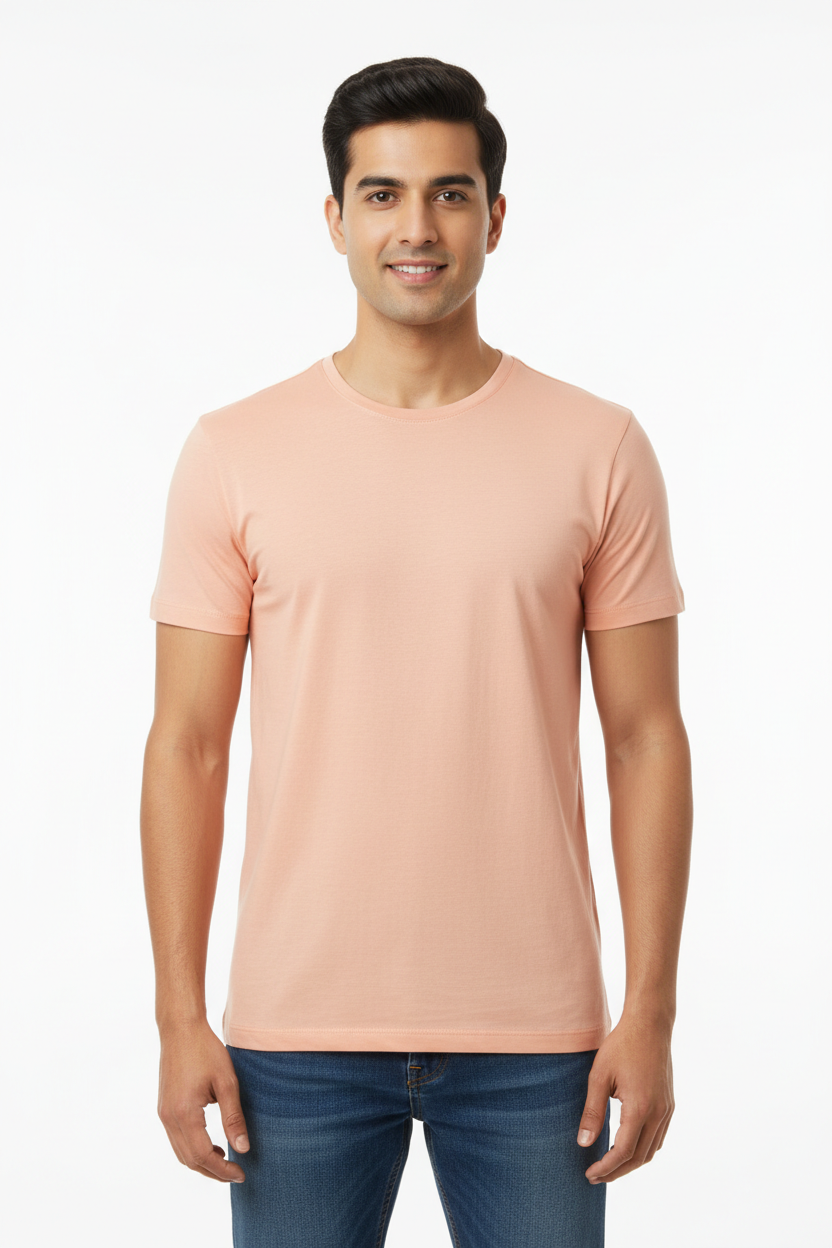 Peach men's T-shirt - front white background