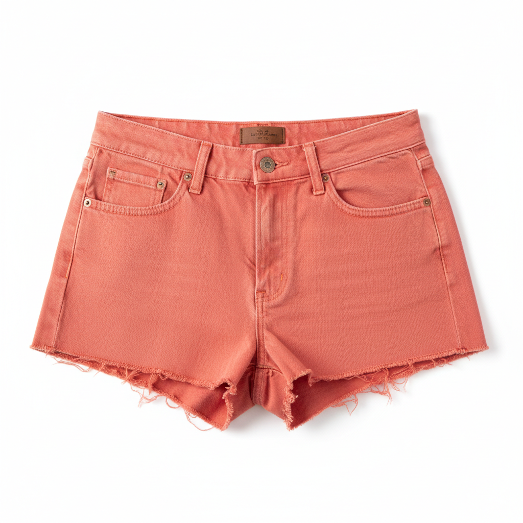 Women's Denim Shorts Coral - Studio Shot