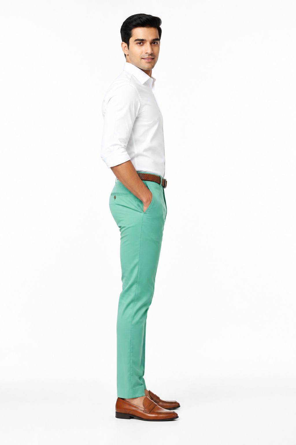 Mint Green Men's Trouser - Side Profile