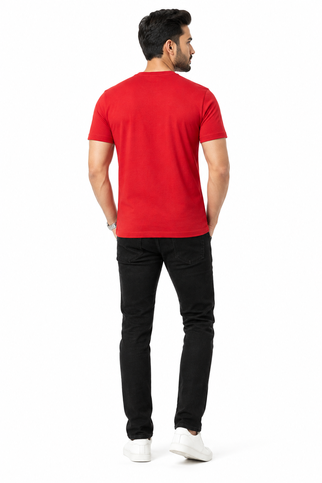 Red Men's T-Shirt - Back View