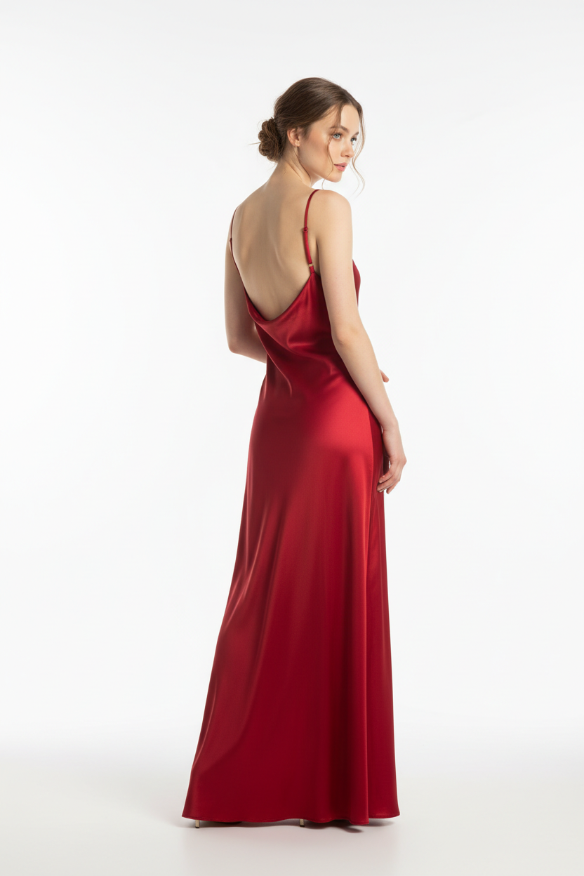 Red night dress - back white background