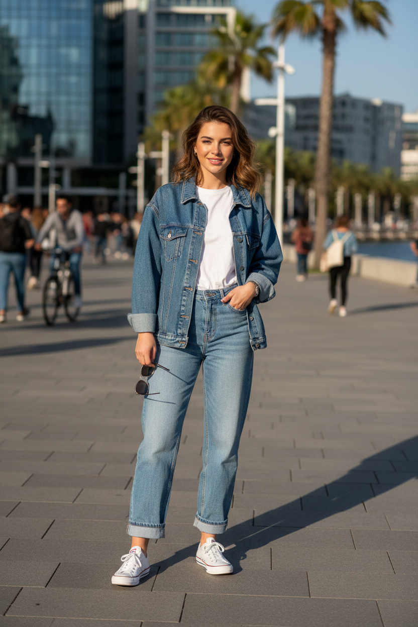 Women's Denim Jacket Denim Blue - Lifestyle 1