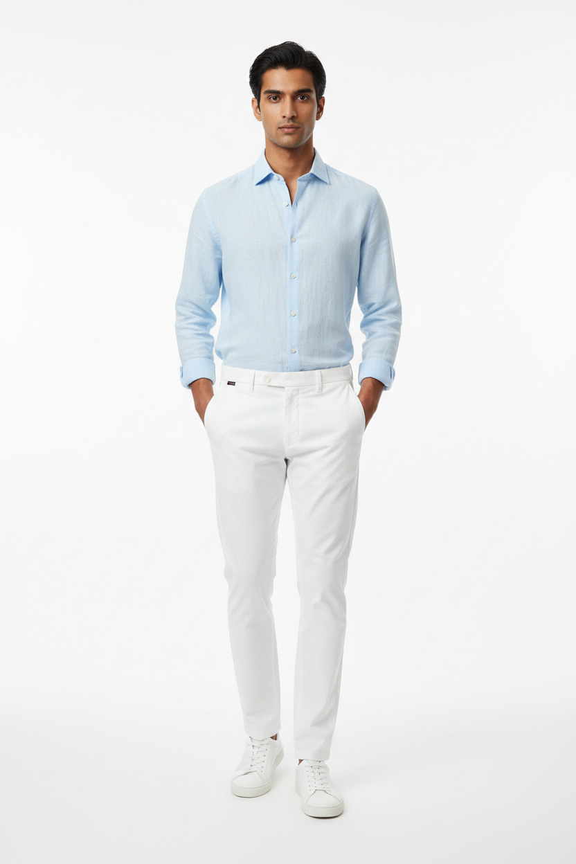 White men's trouser - front white background
