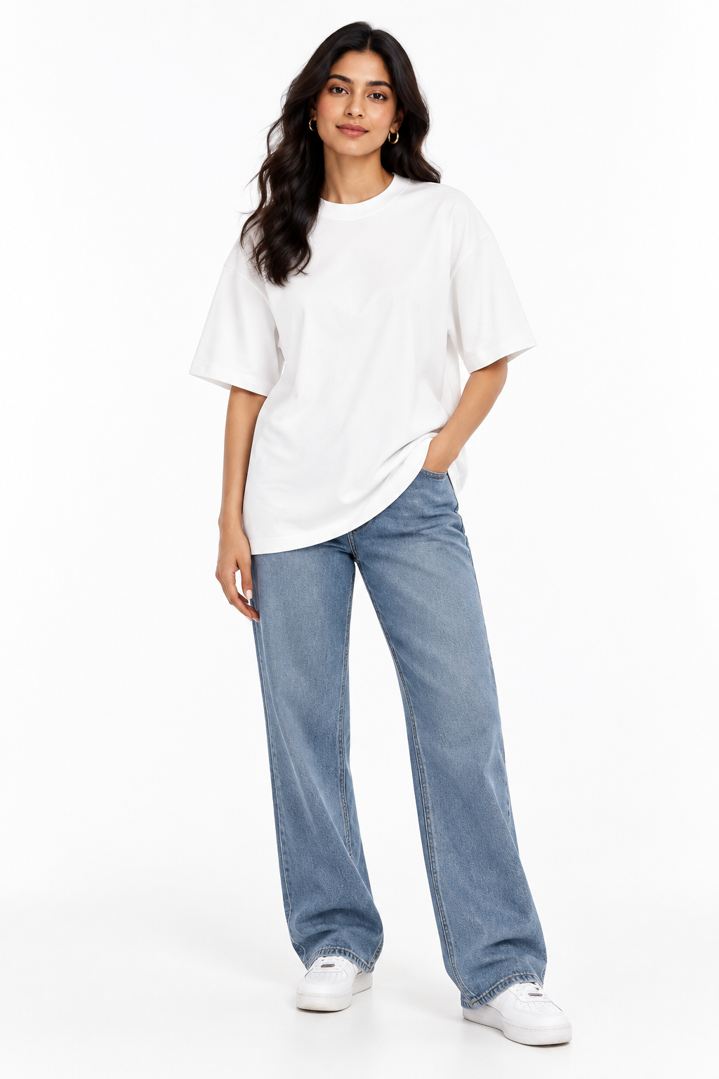 White Oversized T-Shirt - Front View