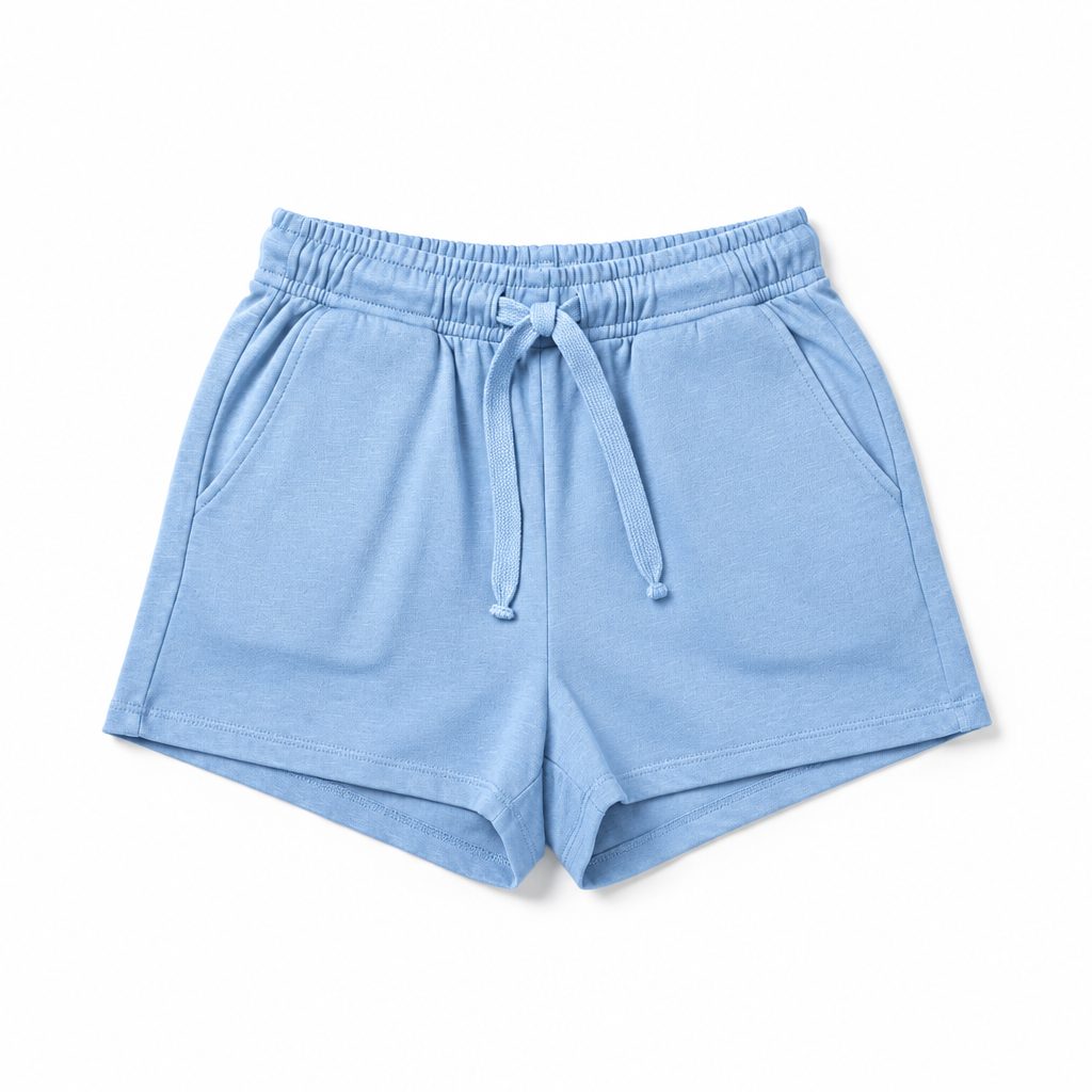 Women's Casual Cotton Shorts Blue - Flat lay