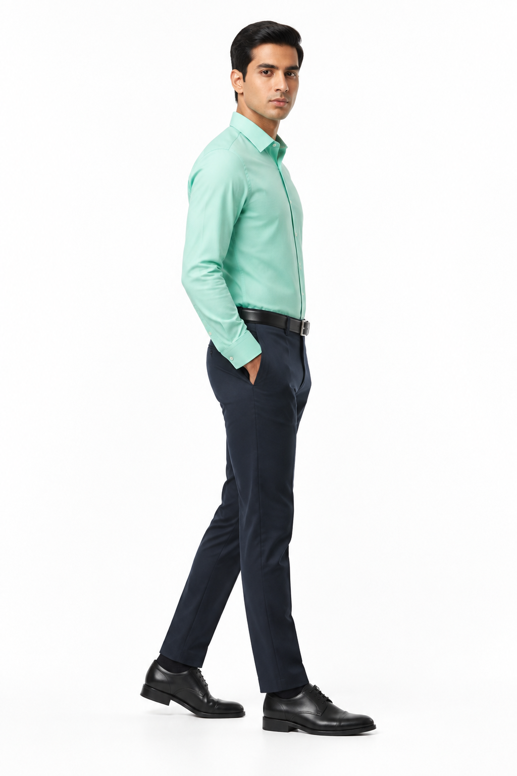 Mint Green Men's Shirt - Side Profile