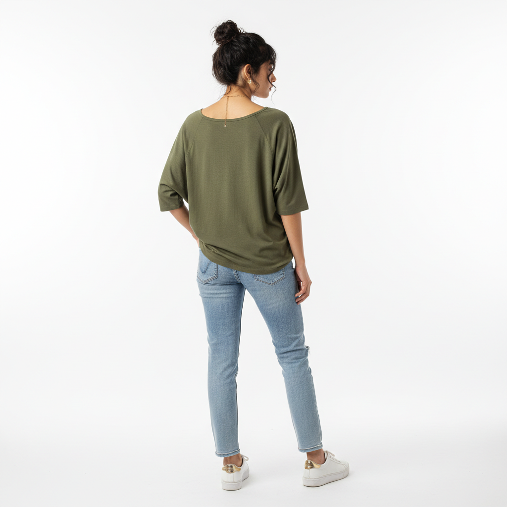 Olive Green Women's Top - Back