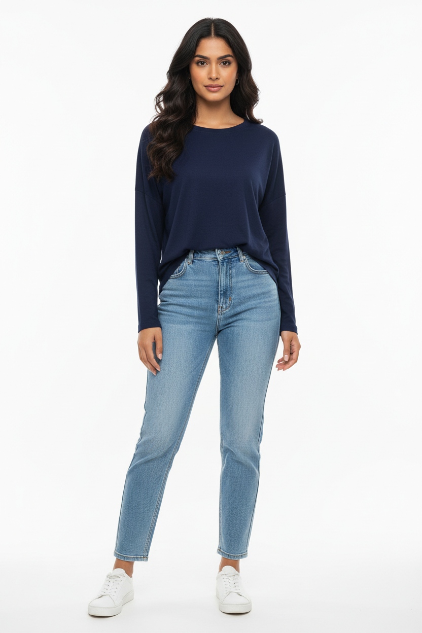 Navy Blue Women's Top - Front