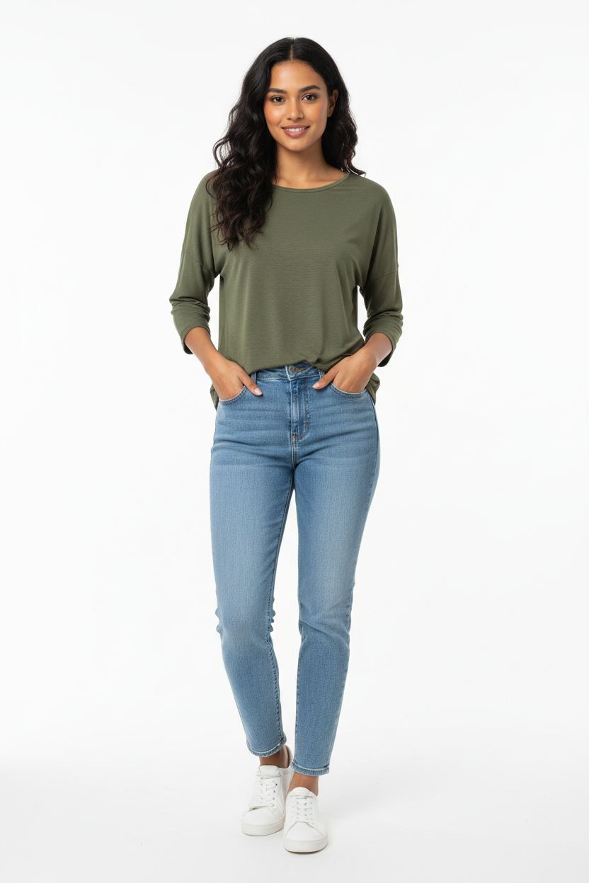 Olive Green Women's Top - Front