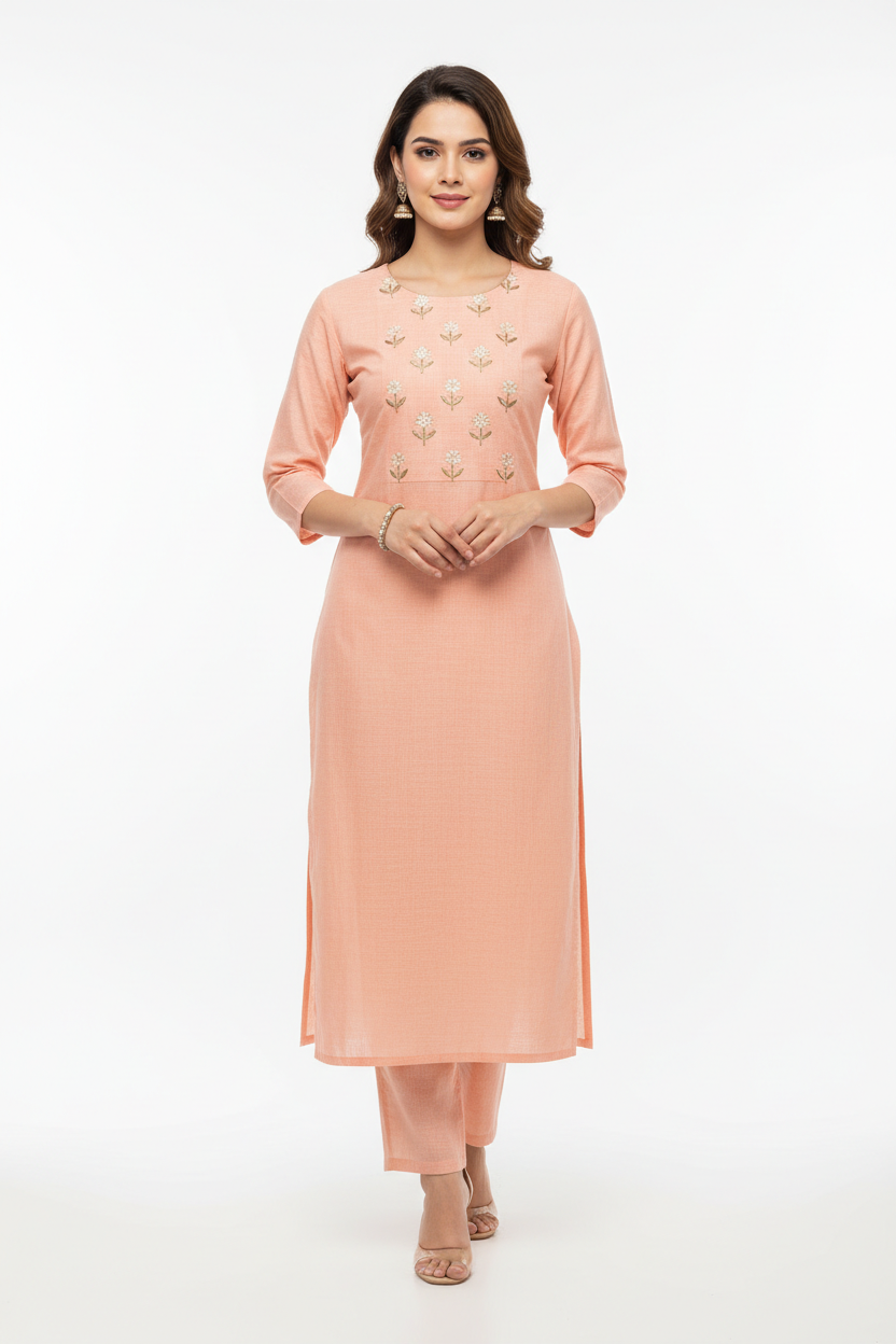 Peach Women's Kurti - Front