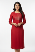 Red Women's Kurti - Front