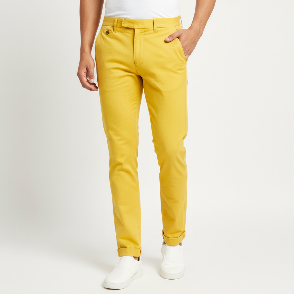 Yellow Men's Trouser - Detail Shot