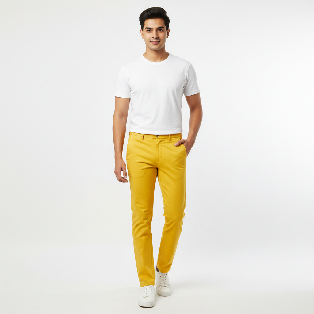 Yellow Men's Trouser with Male Model