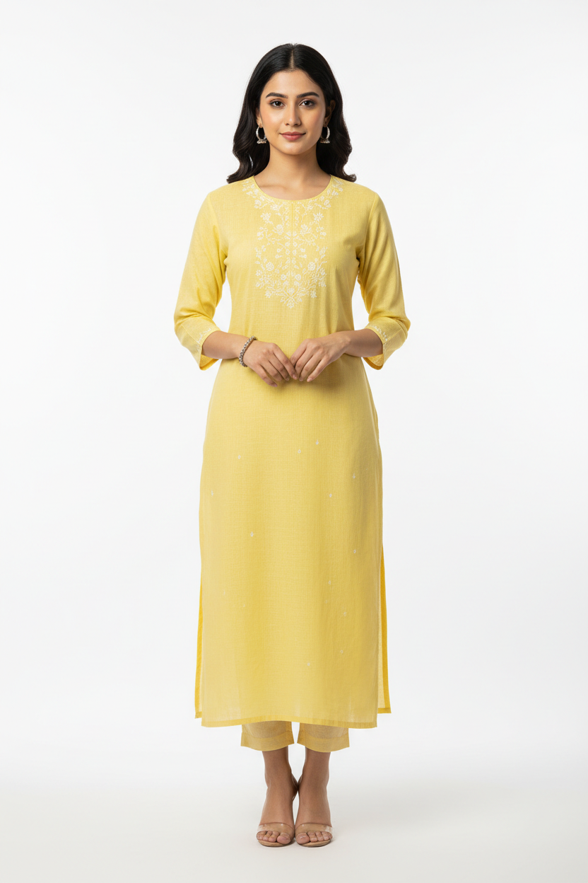 Yellow Women's Kurti - Front